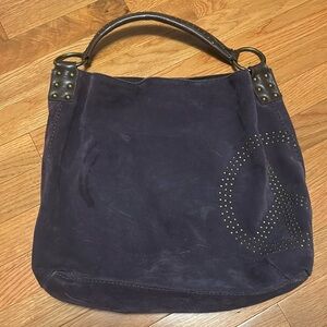 Lucky Brand purple Suede Bag with Gold Studded Peace Sign